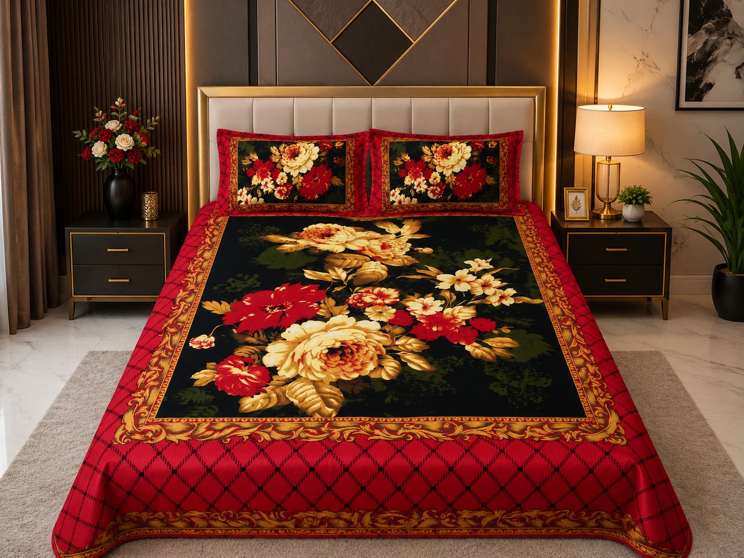 premium cotton panel bed sheet  Code:117 কোল বালিশ কভার নিলে ২০০ টাকা এড হবে