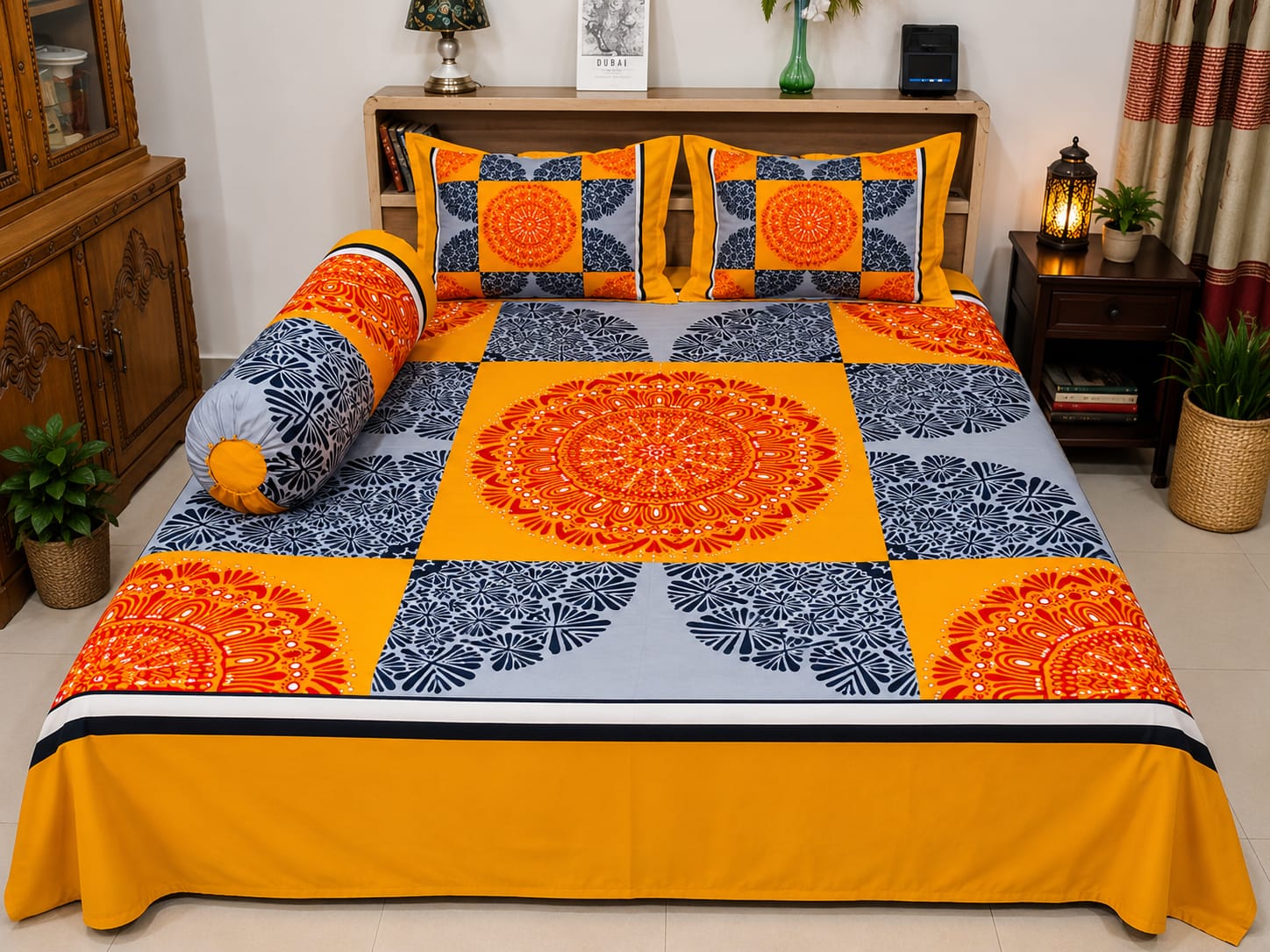 premium cotton panel bed sheet  Code:103 কোল বালিশ কভার নিলে ২০০ টাকা এড হবে
