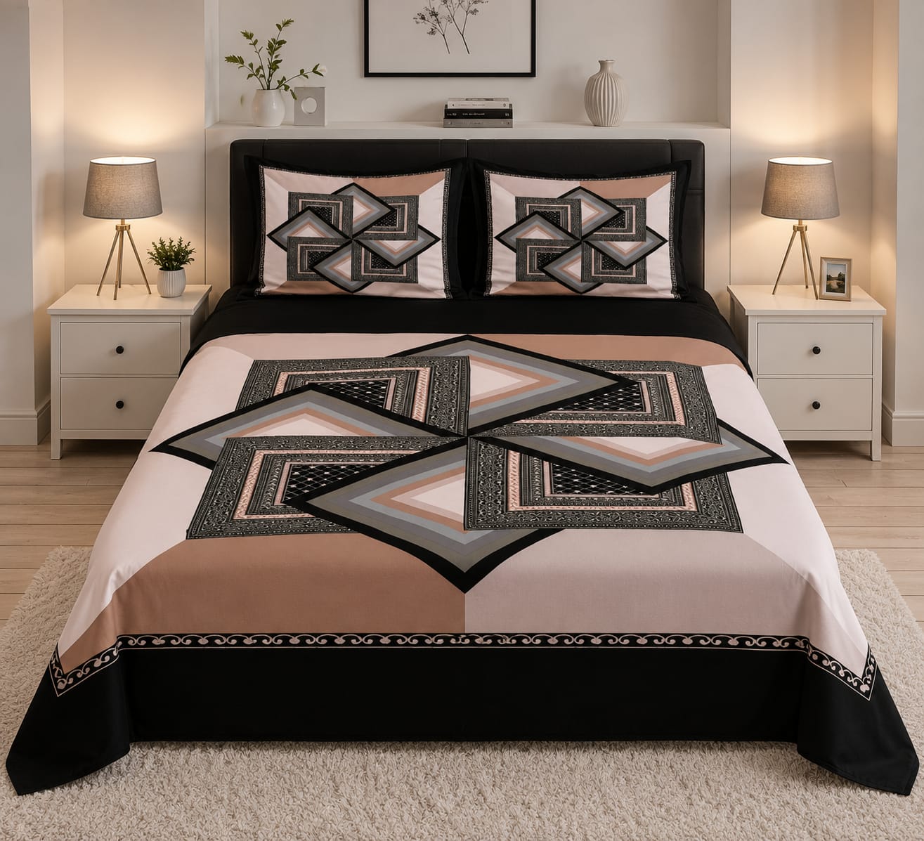 premium cotton panel bed sheet  Code:109 কোল বালিশ কভার নিলে ২০০ টাকা এড হবে