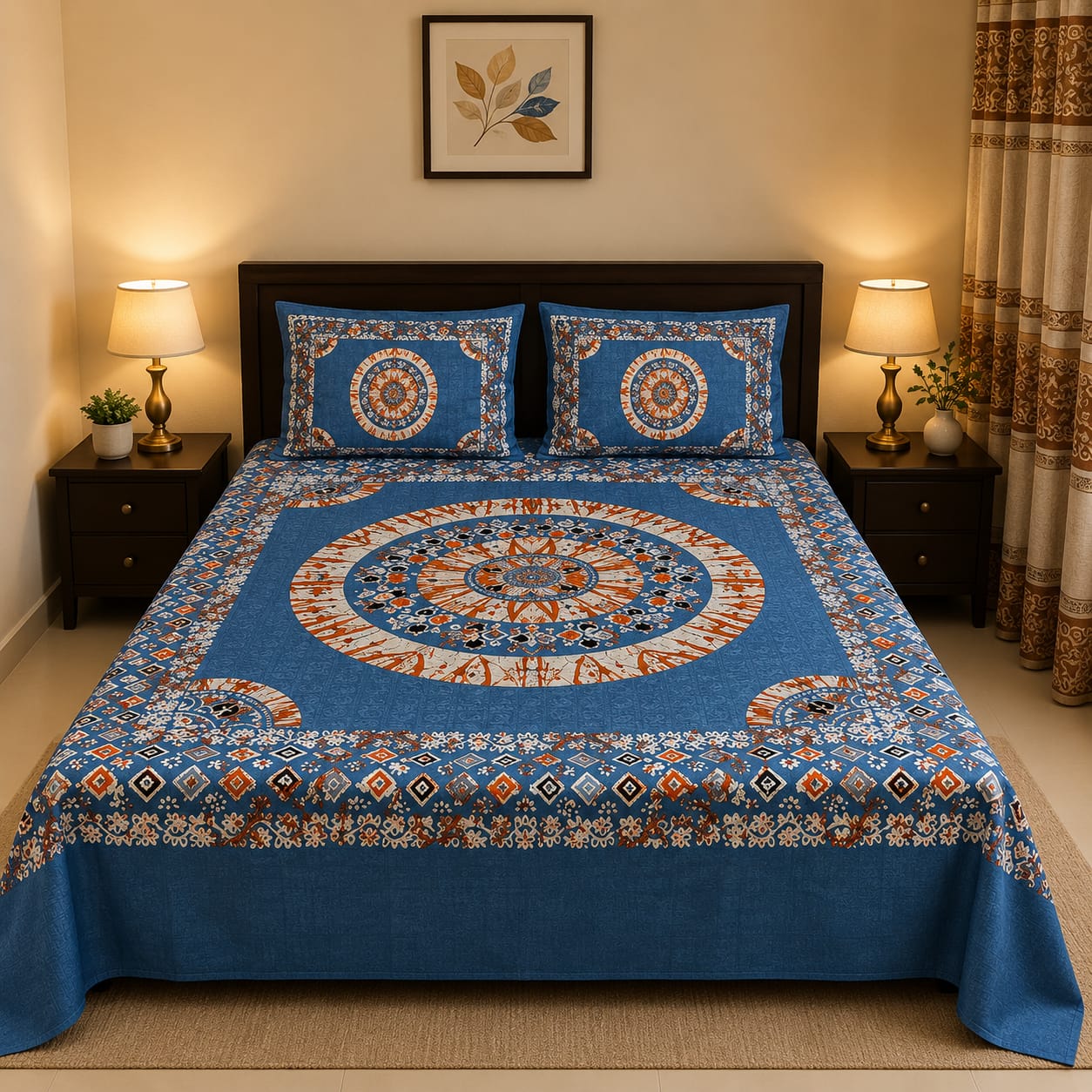 premium cotton panel bed sheet  Code:107 কোল বালিশ কভার নিলে ২০০ টাকা এড হবে