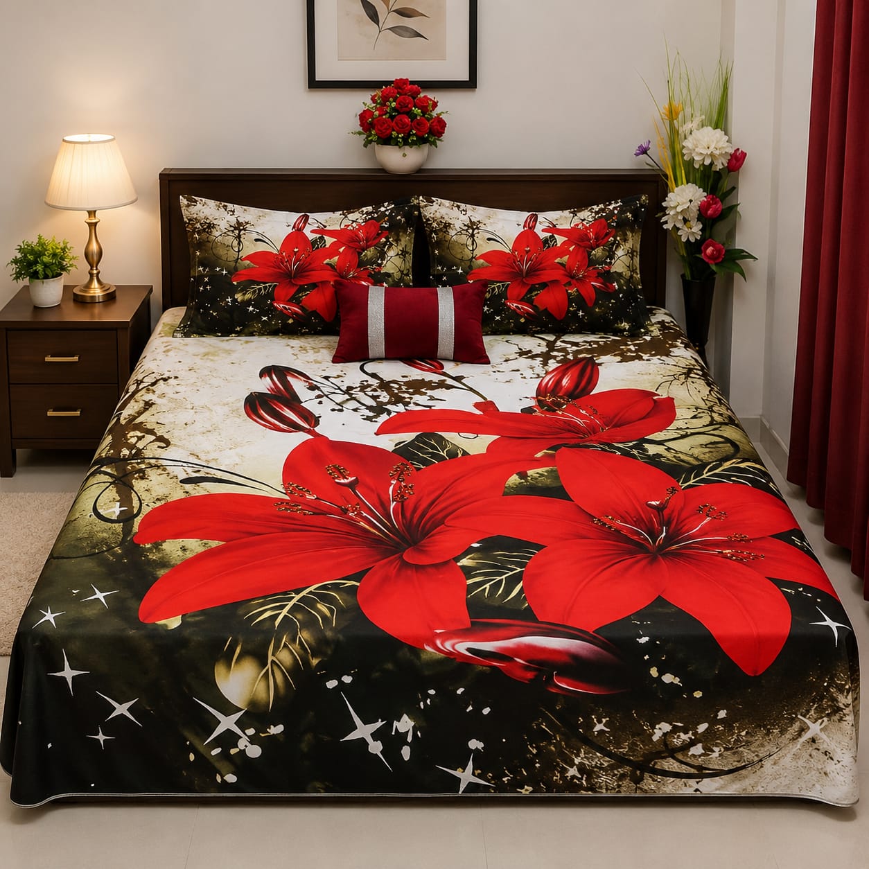 premium cotton panel bed sheet  Code:102 কোল বালিশ কভার নিলে ২০০ টাকা এড হবে
