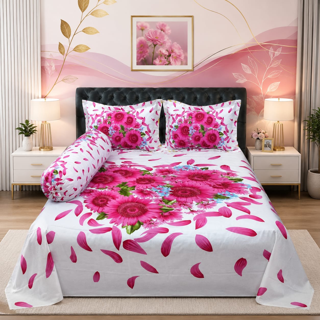 premium cotton panel bed sheet  Code:120 কোল বালিশ কভার নিলে ২০০ টাকা এড হবে