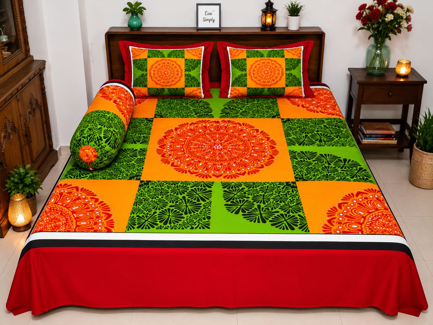 premium cotton panel bed sheet  Code:118 কোল বালিশ কভার নিলে ২০০ টাকা এড হবে