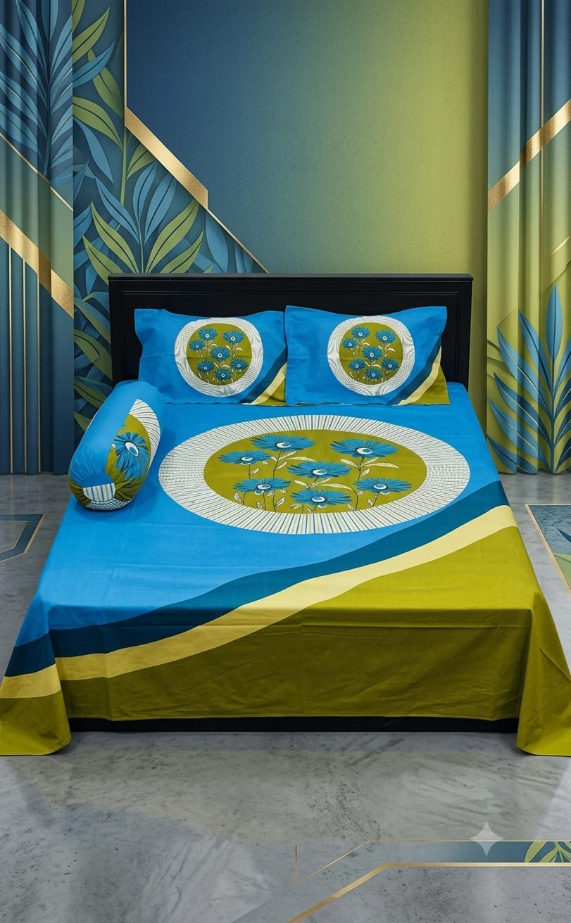 premium cotton panel bed sheet  Code:112 কোল বালিশ কভার নিলে ২০০ টাকা এড হবে