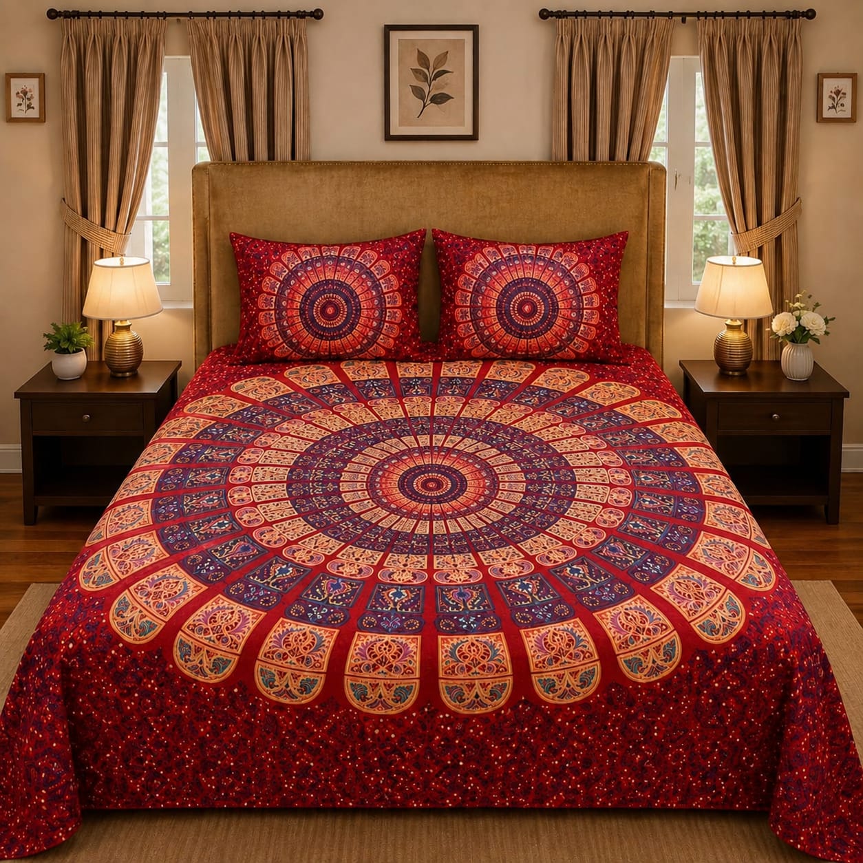 premium cotton panel bed sheet  Code:110