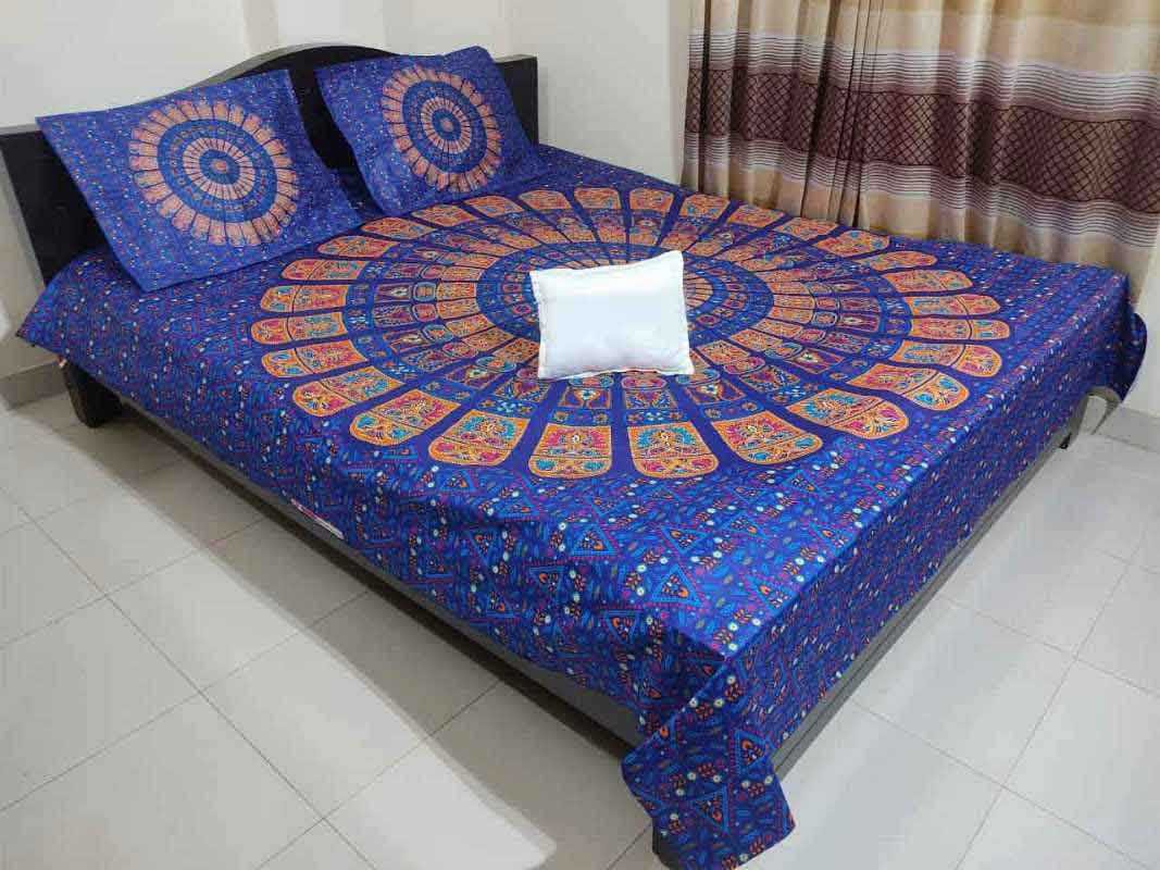 premium cotton panel bed sheet  Code:116 কোল বালিশ কভার নিলে ২০০ টাকা এড হবে