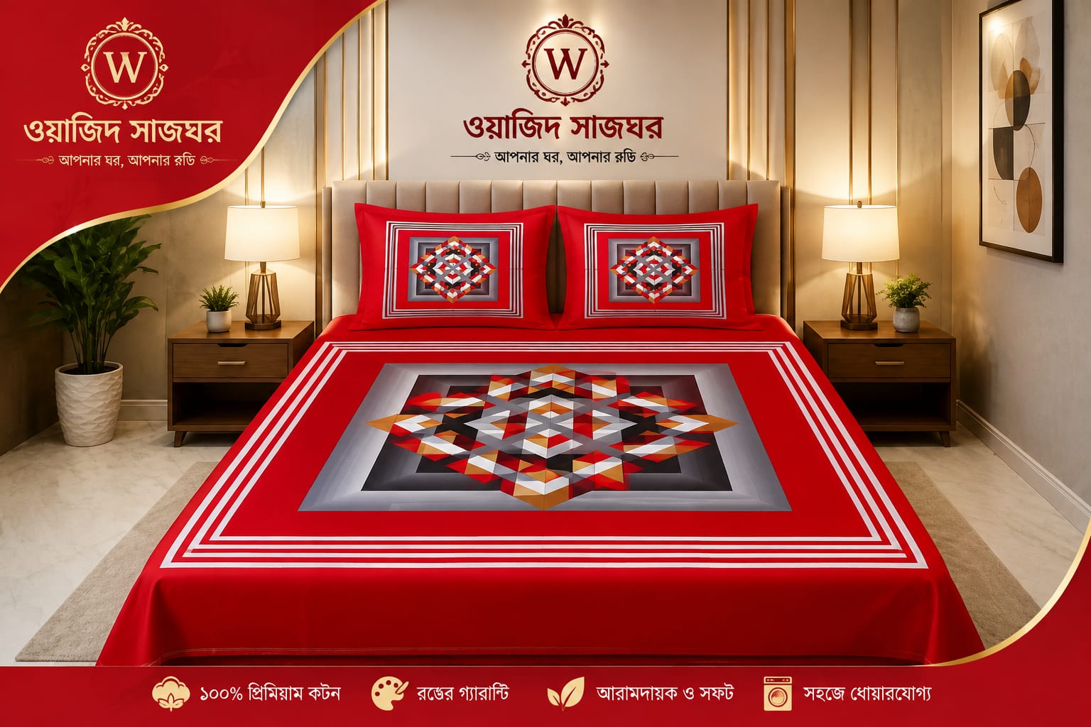 premium yamin bed sheet 304 কোল বালিশ কভার নিলে ২০০ টাকা এড হবে
